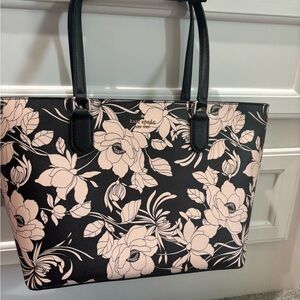 Kate Spade Black and Pink Floral Tote